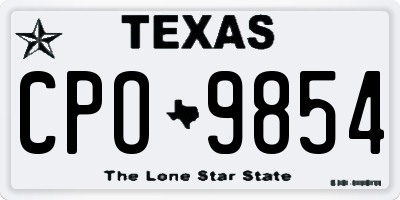 TX license plate CPO9854