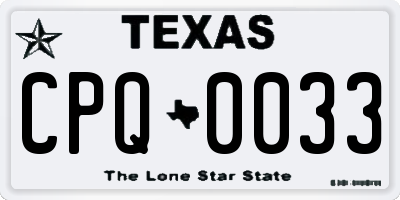 TX license plate CPQ0033