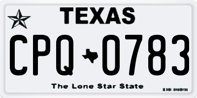 TX license plate CPQ0783