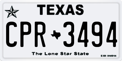 TX license plate CPR3494