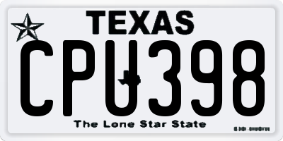 TX license plate CPU398