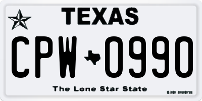 TX license plate CPW0990
