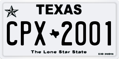 TX license plate CPX2001