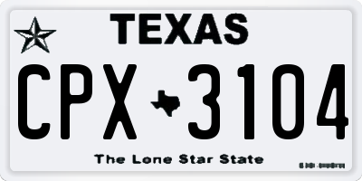 TX license plate CPX3104