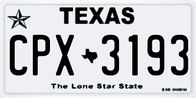TX license plate CPX3193