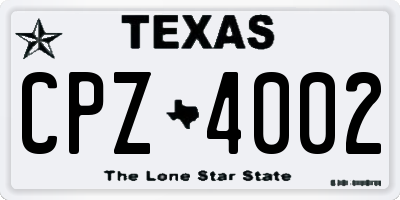 TX license plate CPZ4002