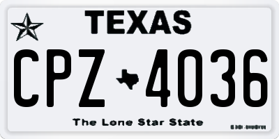 TX license plate CPZ4036