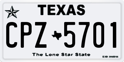 TX license plate CPZ5701