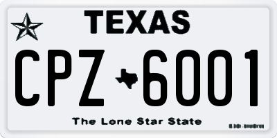 TX license plate CPZ6001
