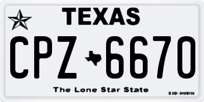 TX license plate CPZ6670