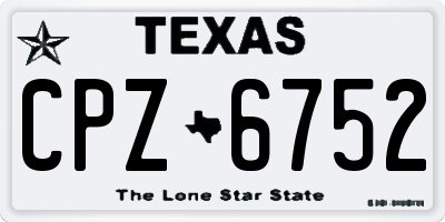 TX license plate CPZ6752