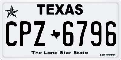 TX license plate CPZ6796