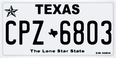 TX license plate CPZ6803