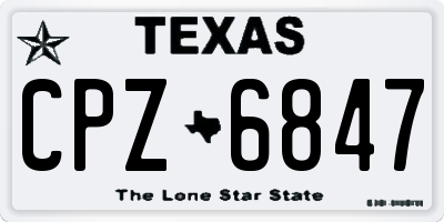 TX license plate CPZ6847