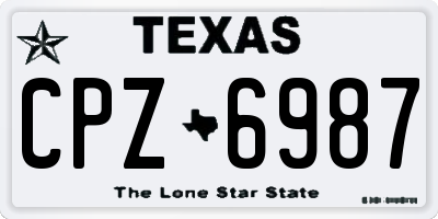 TX license plate CPZ6987