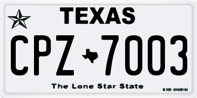 TX license plate CPZ7003