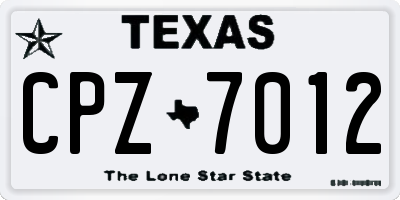 TX license plate CPZ7012