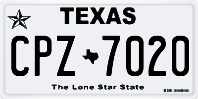 TX license plate CPZ7020