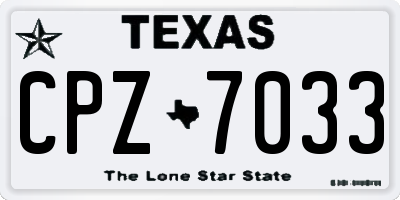 TX license plate CPZ7033
