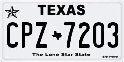 TX license plate CPZ7203