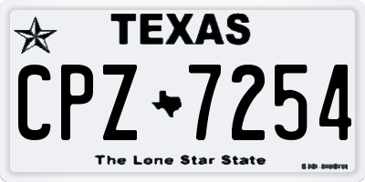 TX license plate CPZ7254