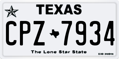 TX license plate CPZ7934