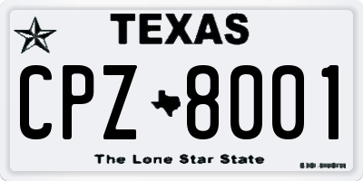 TX license plate CPZ8001
