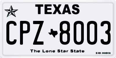 TX license plate CPZ8003