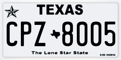 TX license plate CPZ8005