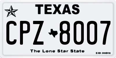TX license plate CPZ8007