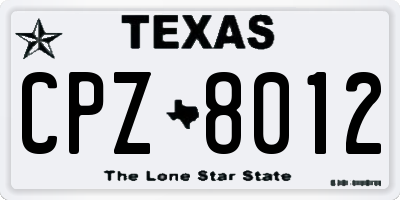 TX license plate CPZ8012