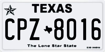 TX license plate CPZ8016