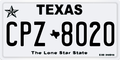 TX license plate CPZ8020