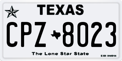 TX license plate CPZ8023