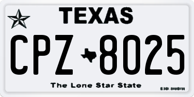 TX license plate CPZ8025