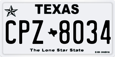 TX license plate CPZ8034