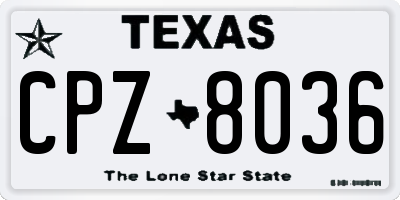 TX license plate CPZ8036