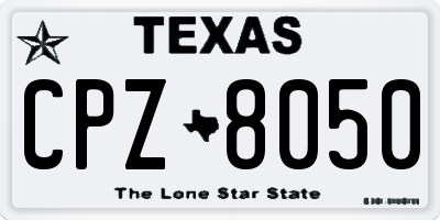 TX license plate CPZ8050