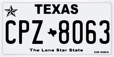 TX license plate CPZ8063