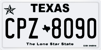 TX license plate CPZ8090
