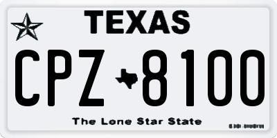 TX license plate CPZ8100