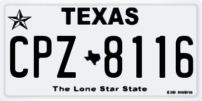 TX license plate CPZ8116