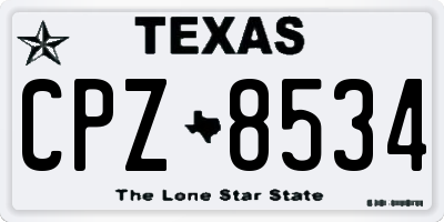 TX license plate CPZ8534