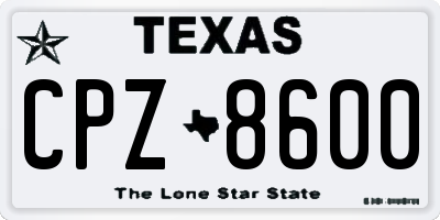 TX license plate CPZ8600