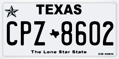 TX license plate CPZ8602
