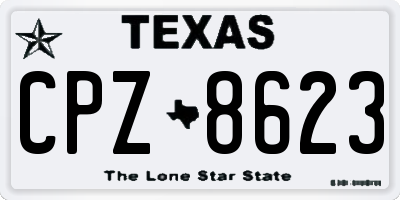 TX license plate CPZ8623
