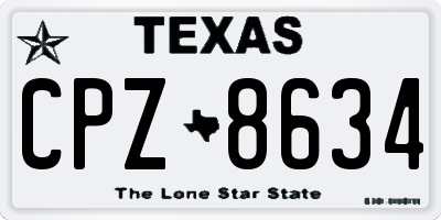 TX license plate CPZ8634