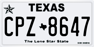 TX license plate CPZ8647