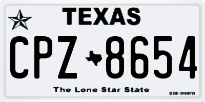 TX license plate CPZ8654