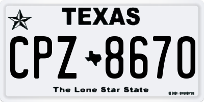 TX license plate CPZ8670